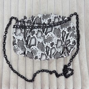 Steve Madden Black and White Snakeskin Clutch